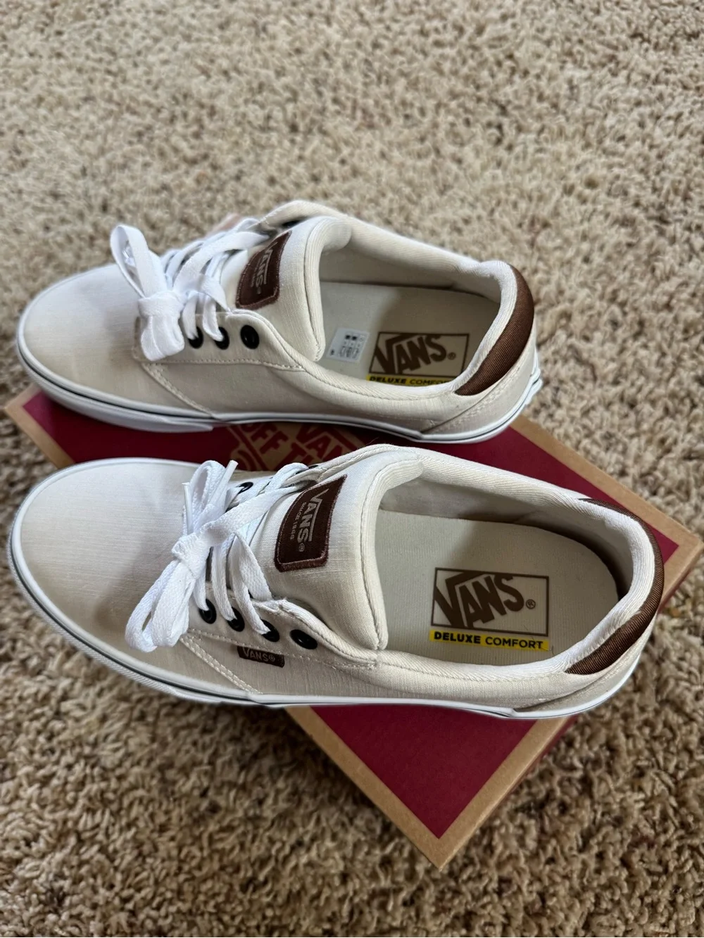 Vans Men’s Atwood Canvas Sneakers — Cream with Black Trim